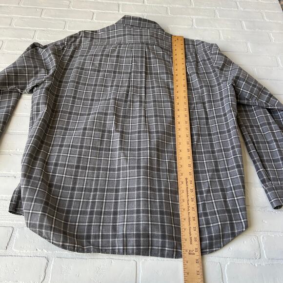 Eddie Bauer Men's Grey Plaid 100% Cotton Long Sleeve Button Down -sz XL - Picture 3 of 5